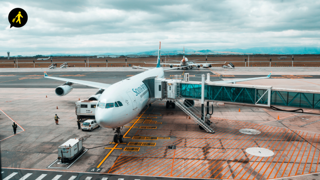 How to catch a flight: boarding the plane.