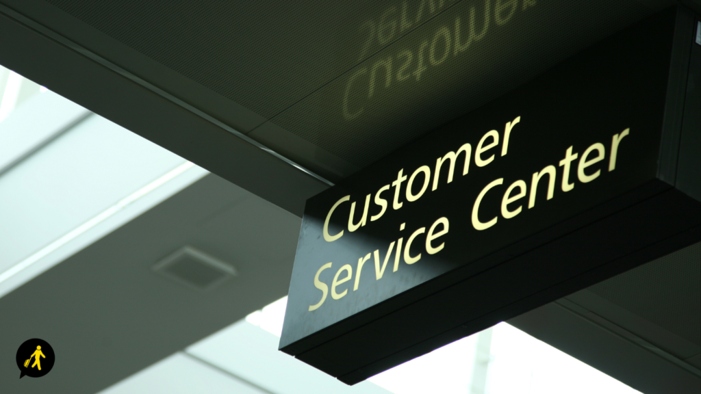 A sign for the customer service centre.