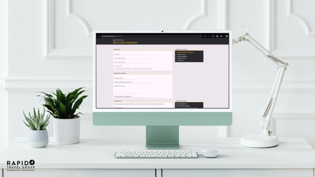 A desktop computer monitor showing the new credit application form for our credit facility.