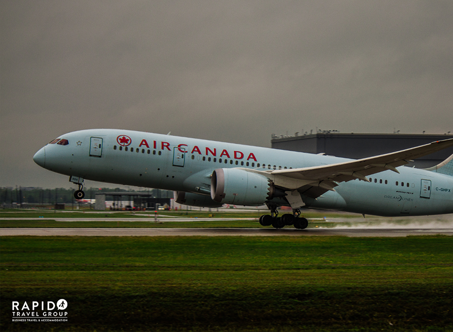 An AirCanada plane taking off