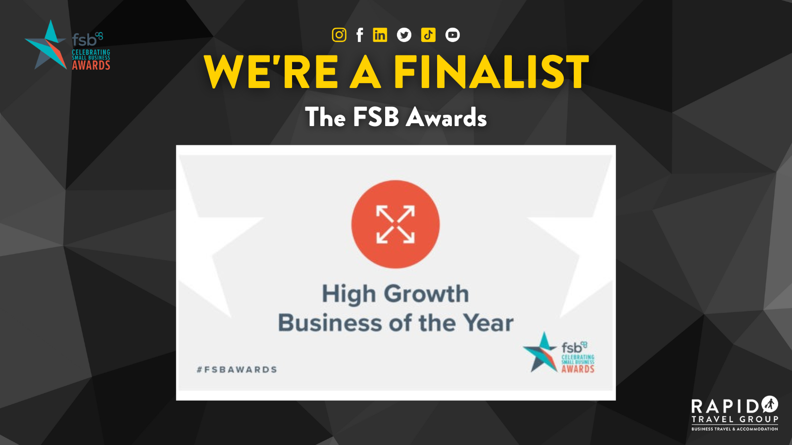 We're a Finalist - High Growth Business of the Year at the FSB Awards