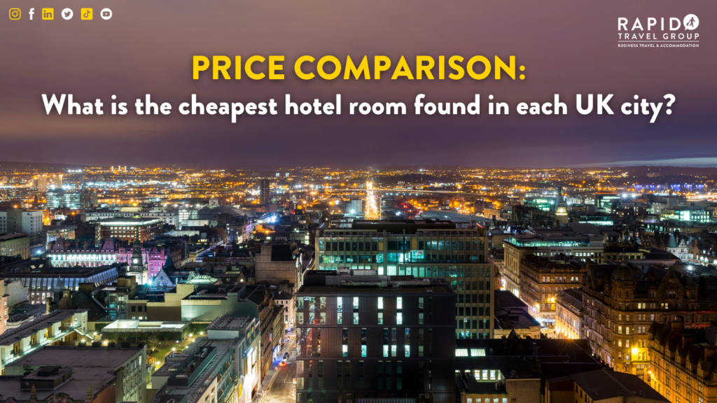 Price Comparison: What is the cheapest hotel room found in each UK city?