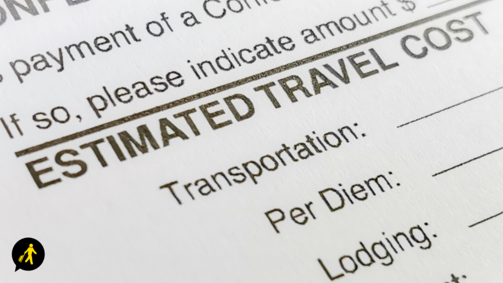 A photo of a form for estimated travel cost.
