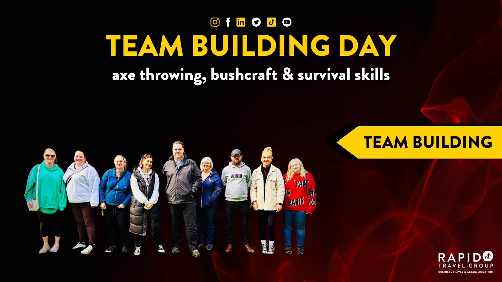 Team Building Day axe throwing, bushcraft & survival skills